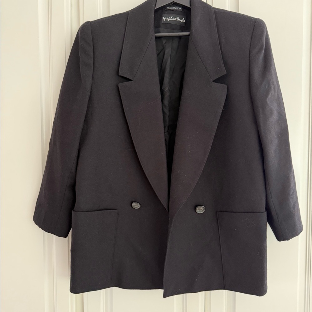 Georgia Sant Angelo Black Wool Double-Breasted Blazer